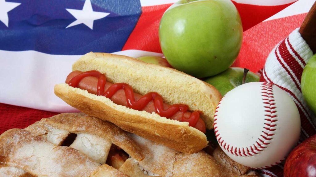 hot dog, baseball, apple pie, american flag photo