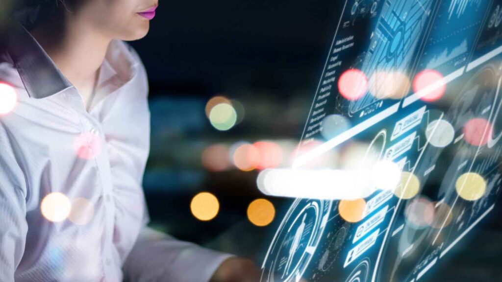 image of woman and electronic graphics
