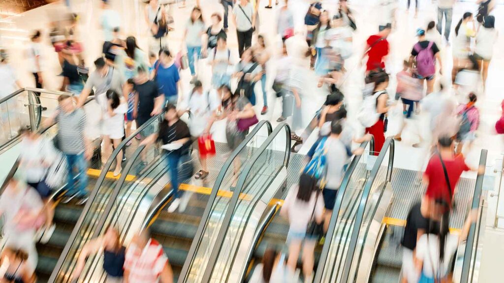 busy escalators