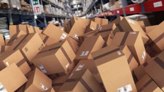 pile of boxes in warehouse