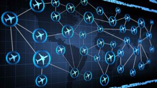 data points of airplanes around the world