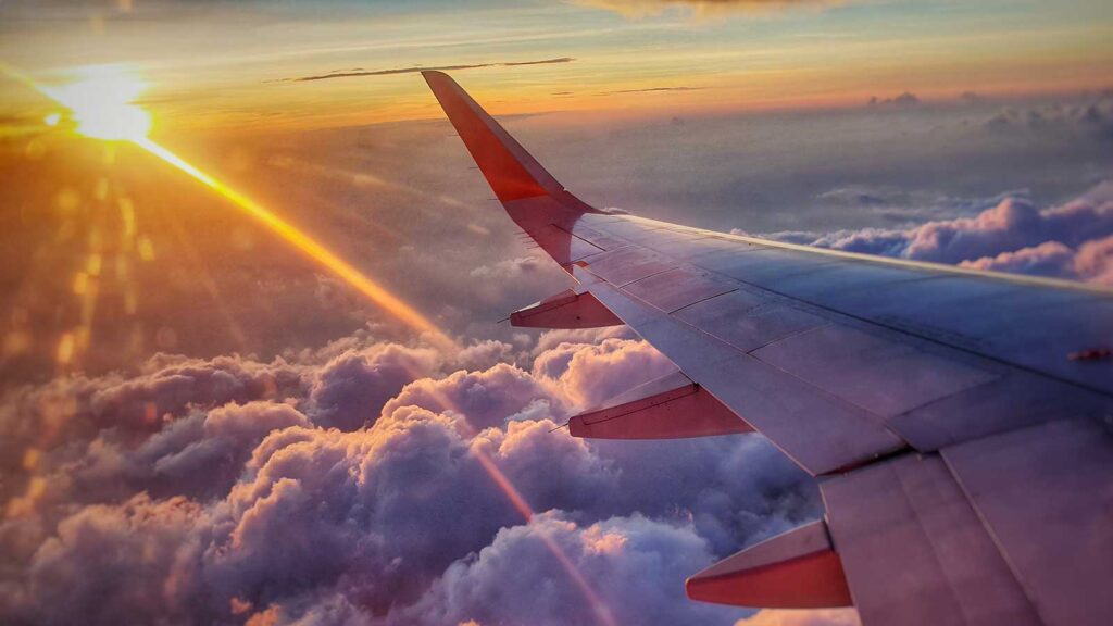 airplane wing in the sky