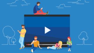 graphic showing video on demand and people watching