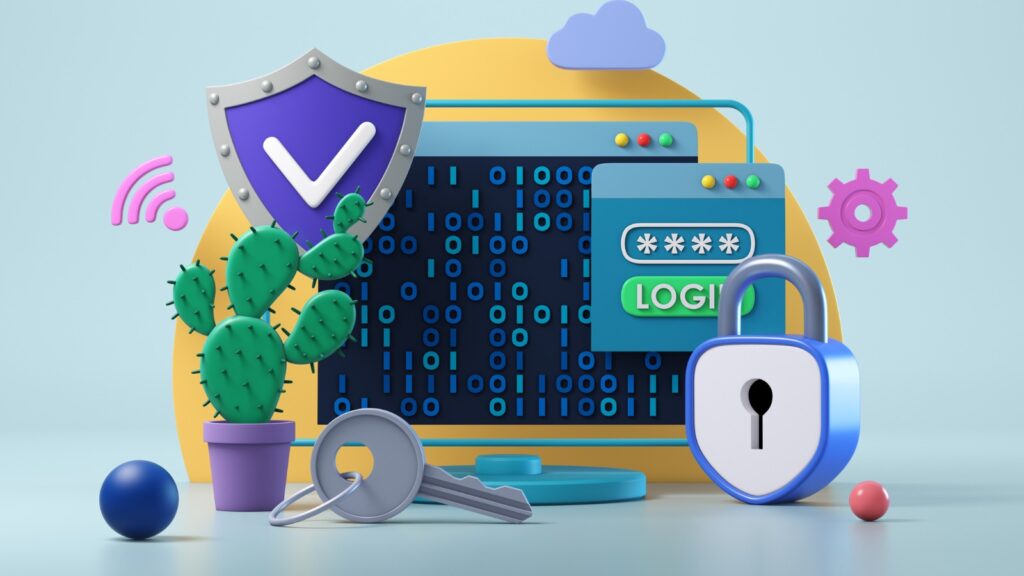 graphic of binary code and lock and key