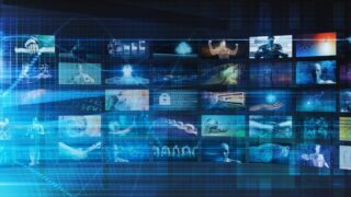graphic of a dozen digital screens