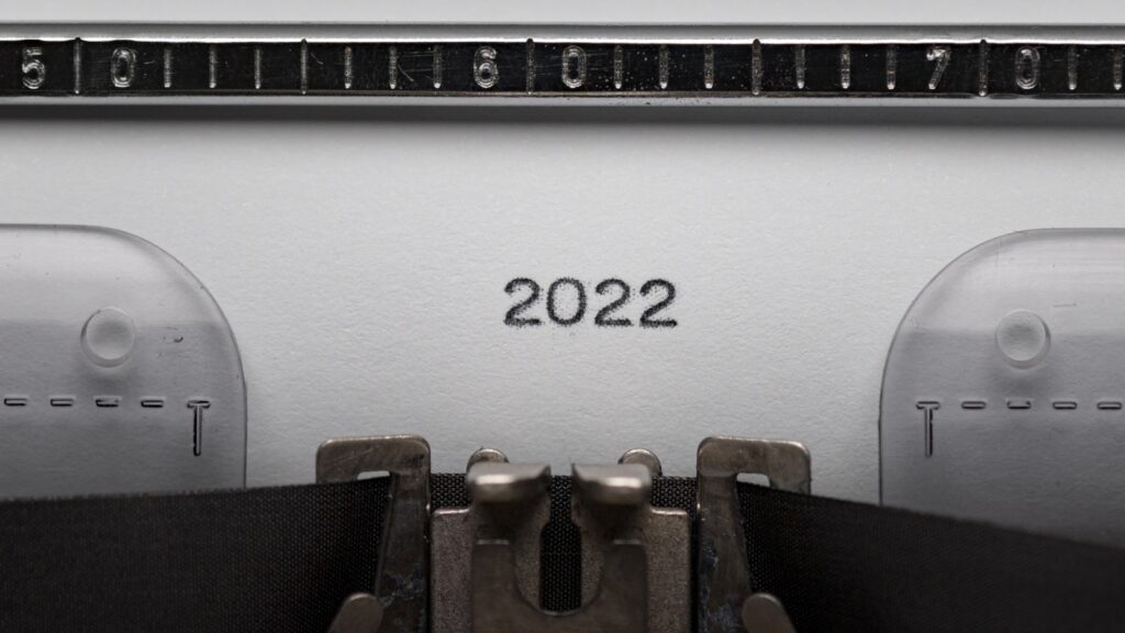 type written 2022 in typewriter