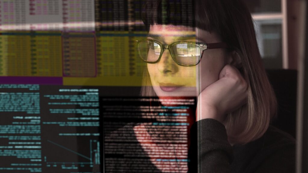 person looking at screen