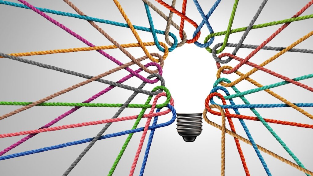 lightbulb made of colorful threads