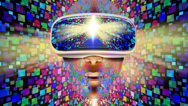 digital image of face with AR glasses