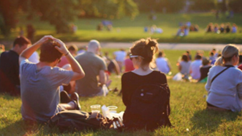 people in park sitting