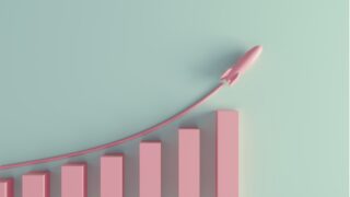 rocket flying up bar graph increase