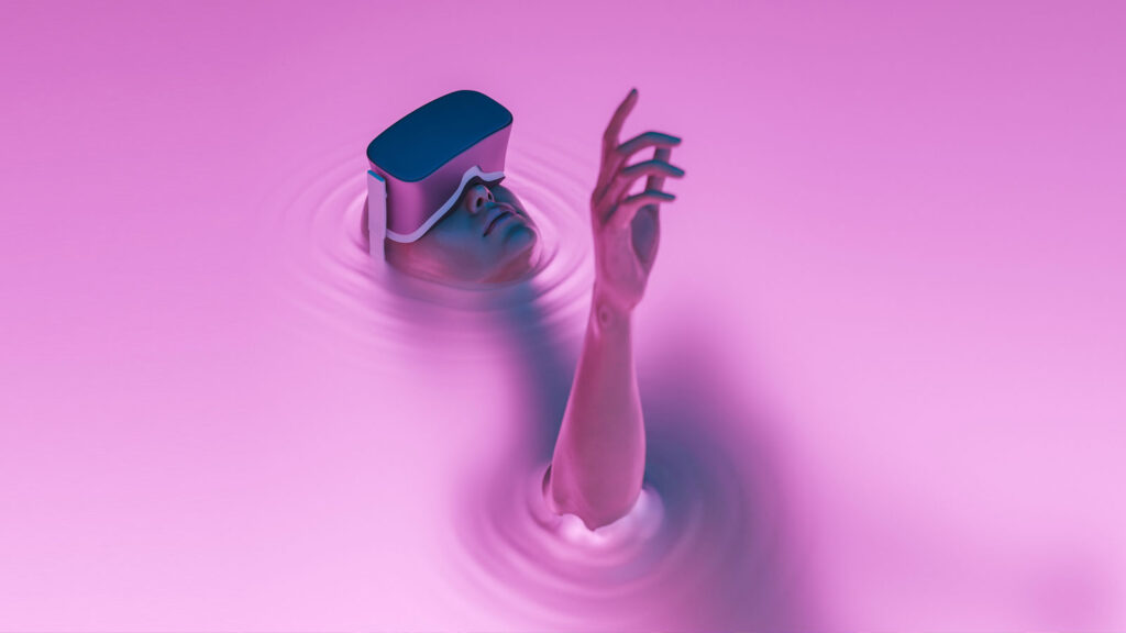 graphic of person using AR