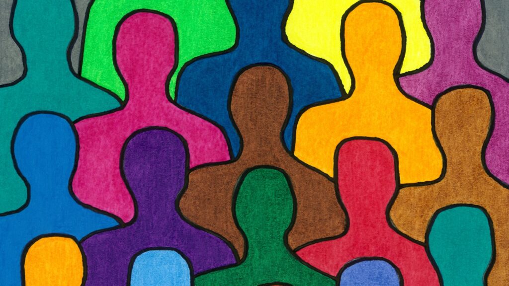 colorful graphic of human profiles
