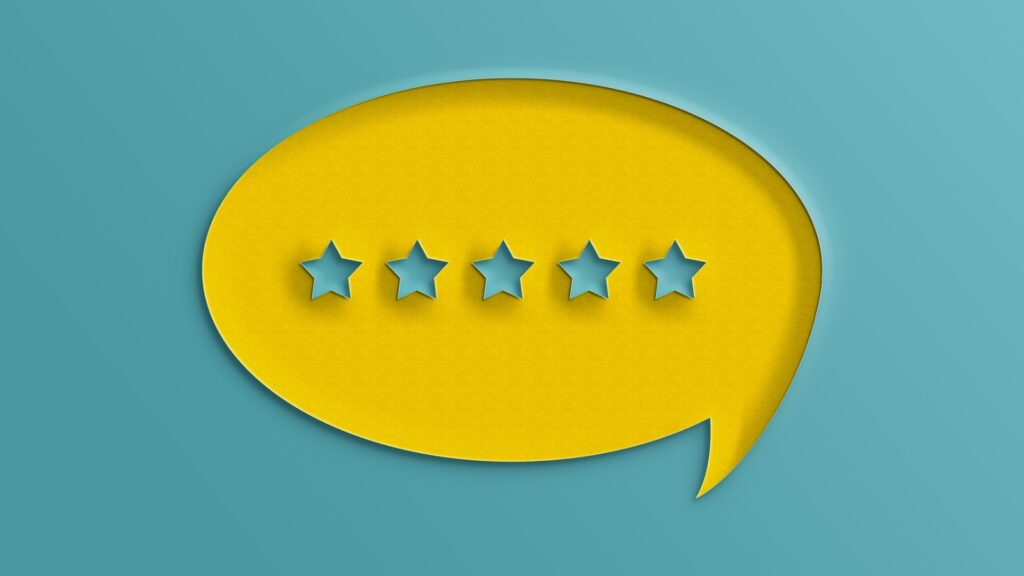 graphic of thought bubble with 5 stars