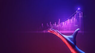 cyber graph graphic in the palm of a hand