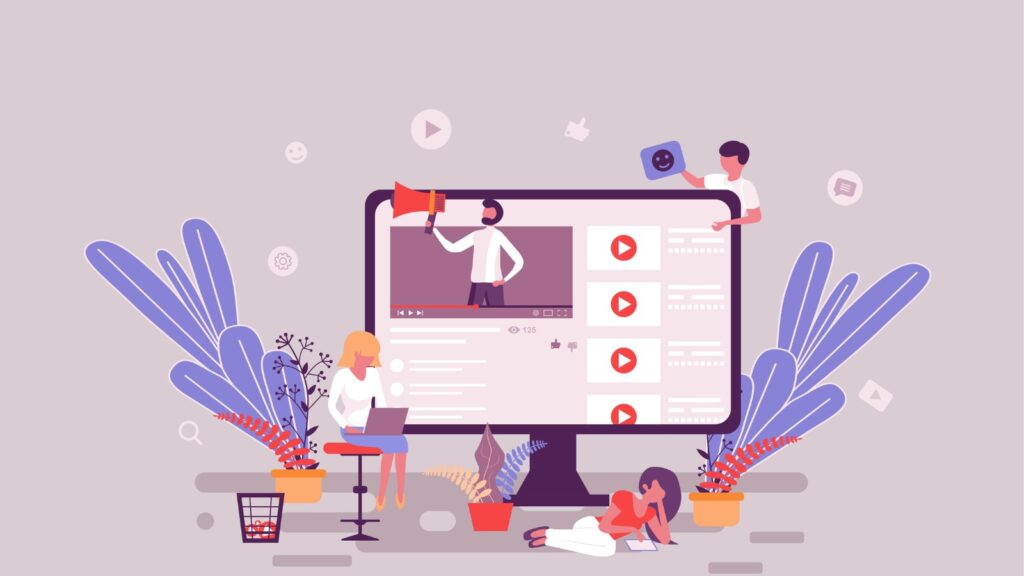 flat-web-page-design-template-of-video-blogging-homepage-or-header-vector