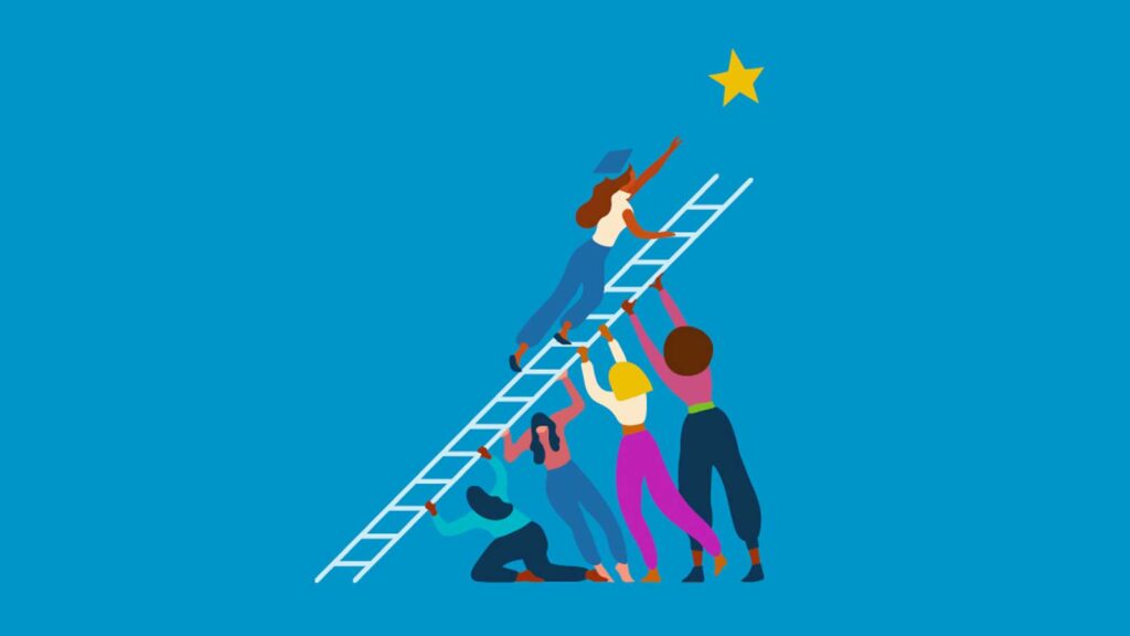 Illustration of people helping one another
