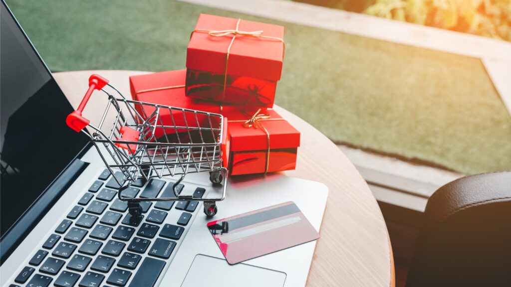 Shopping online with credit card concept stock photo
