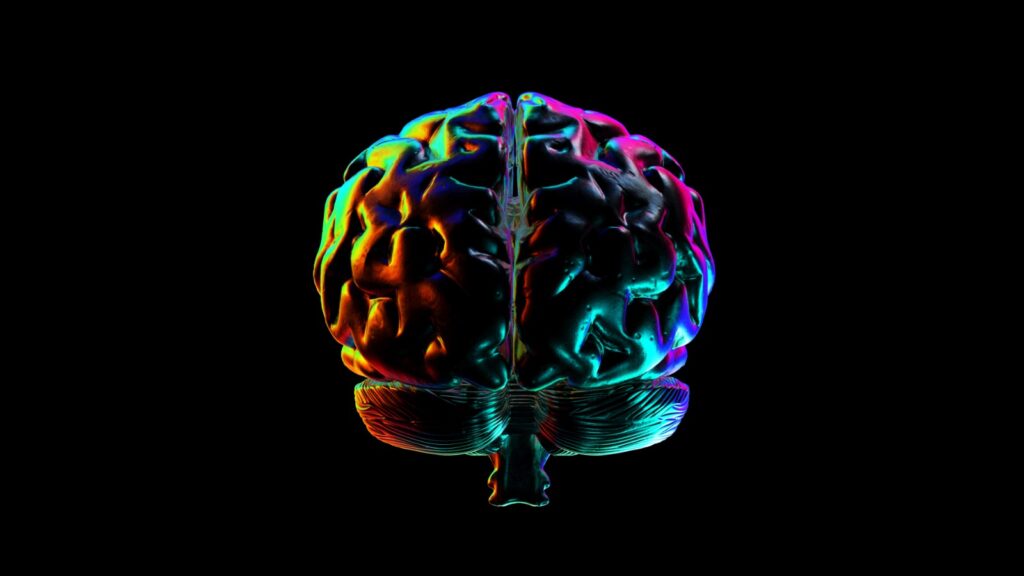 Abstract Human brain with Rainbow Reflections