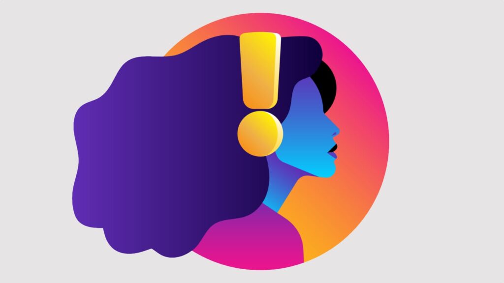 Illustration of a woman listening to a podcast through headphones