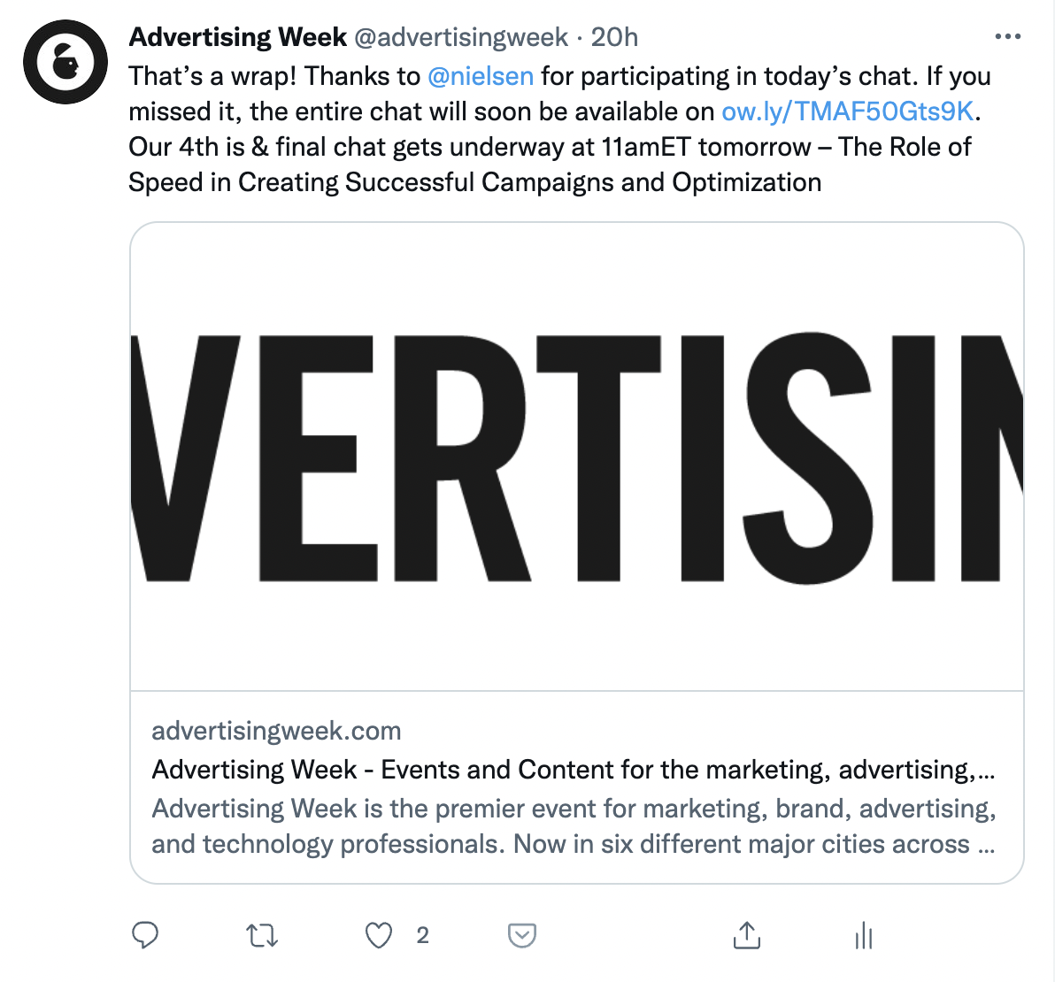 advertising week Nielsen twitter chat screen shot