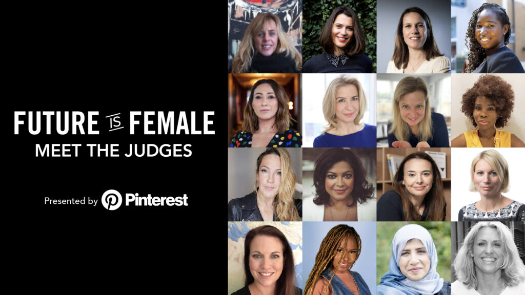 Pinterest logo next to headshots of the judges